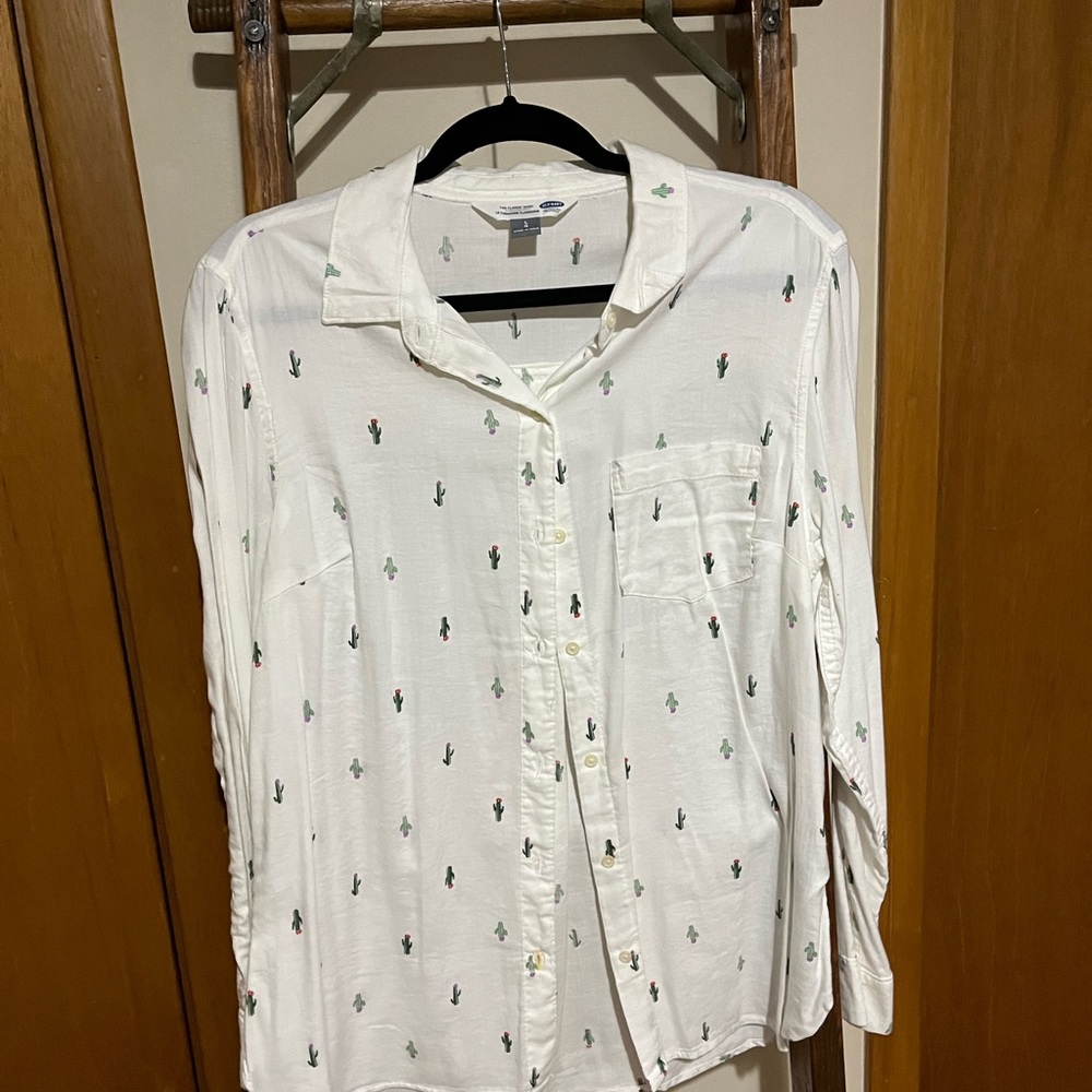 Old Navy Button Up Cactus Shirt Size Large